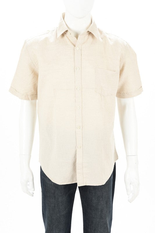 Men's Short sleeve Linen /Cotton - Beige
