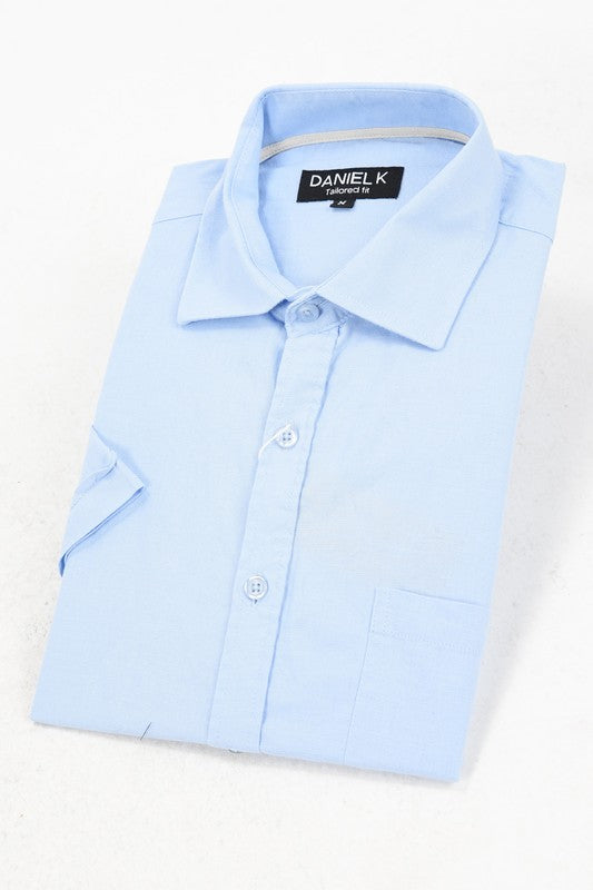 Men's Short sleeve Linen /Cotton - Light Blue