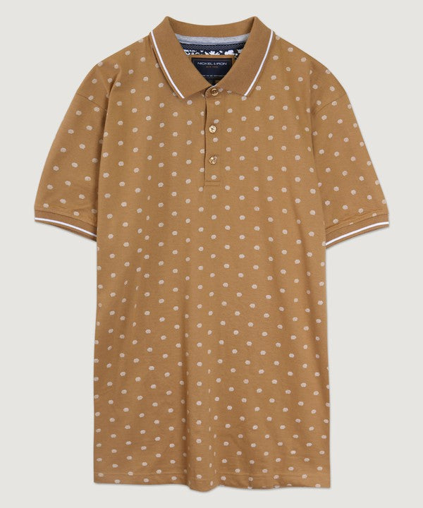 Ditsy Print Polo - CINNAMON