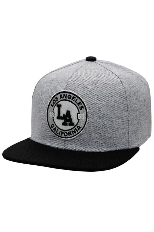 MEN'S HATS - Los Angeles LA Arc Logo Embroidered Twill Poly Cotton Blend Six Panel Snap Back